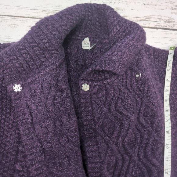 Blarney Aran Wool Royal Purple Fiona One Button Cardigan - Picture 6 of 7